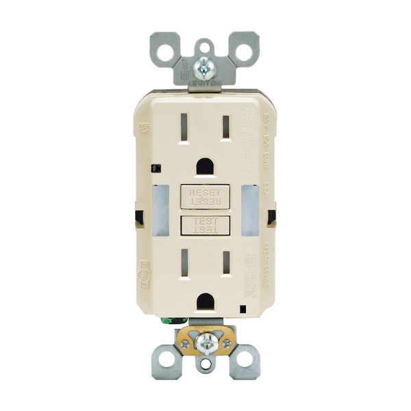 Leviton Leviton 15 amps 125 V Duplex Light Almond GFCI Outlet 5-15R 1 pk GFNL1-00T - main